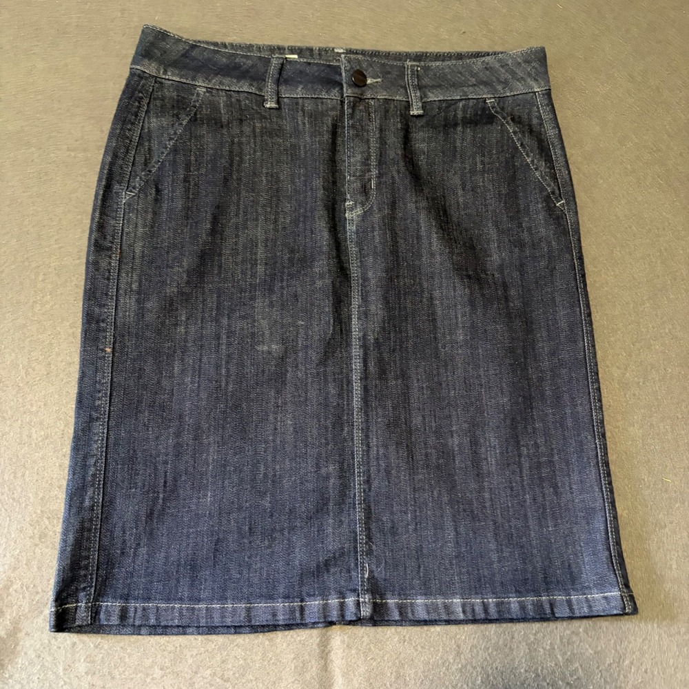 Liz Claiborne Denim Skirt Womens 10 Blue Fall Layer Academic Cottage Core Cotton